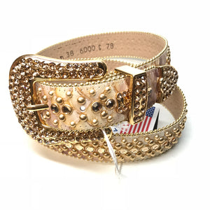 b.b. Simon Dune Gold Pirarucu Crystal Belt - Dudes Boutique