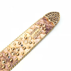 b.b. Simon Dune Gold Pirarucu Crystal Belt - Dudes Boutique