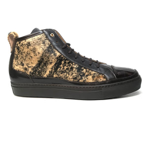 Mauri 8554 Dark Brown Pony Hair Crocodile High-Top Sneakers - Dudes Boutique