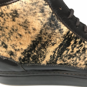 Mauri 8554 Dark Brown Pony Hair Crocodile High-Top Sneakers - Dudes Boutique