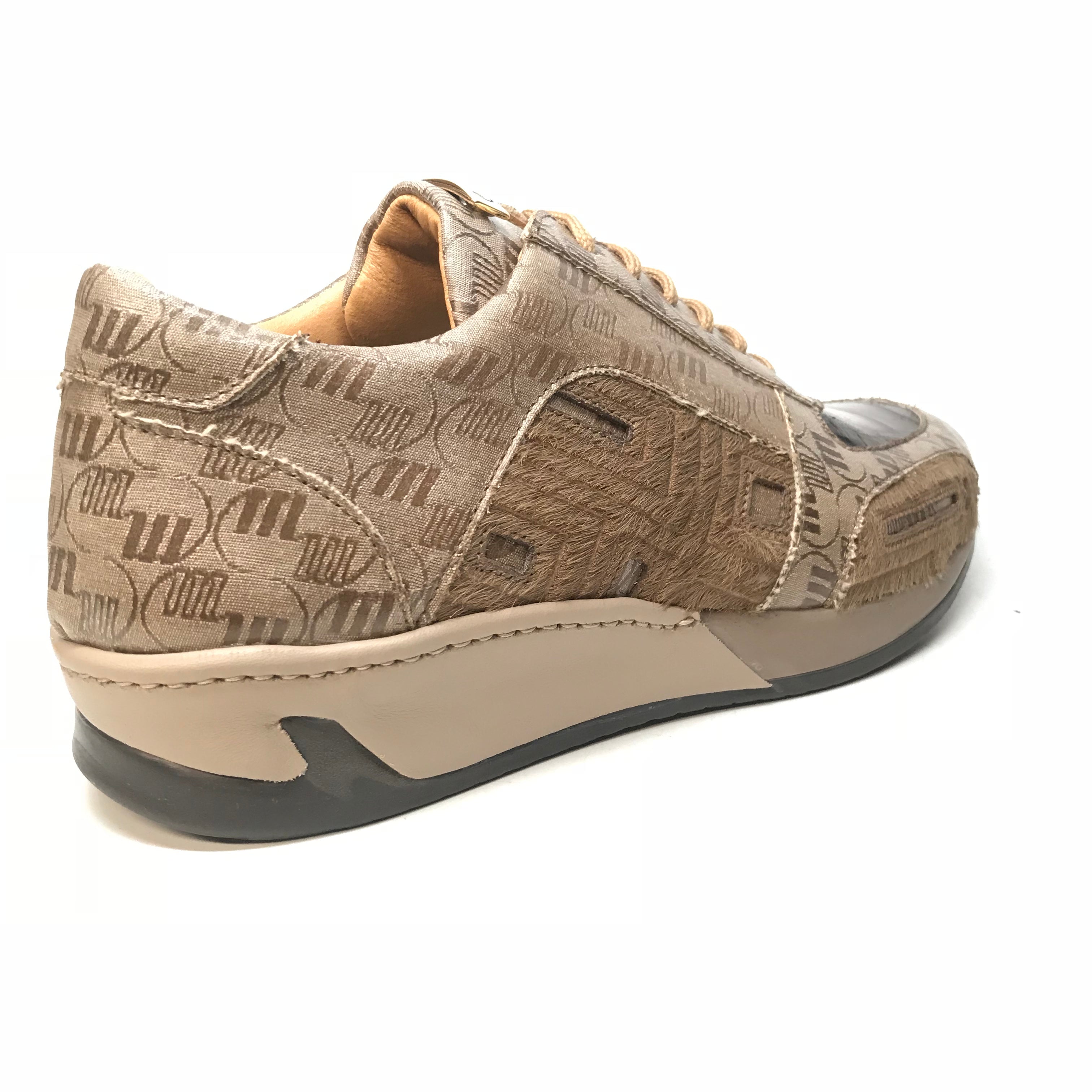 Mauri 8587 Beige Pony Baby Crocodile Sneakers - Dudes Boutique