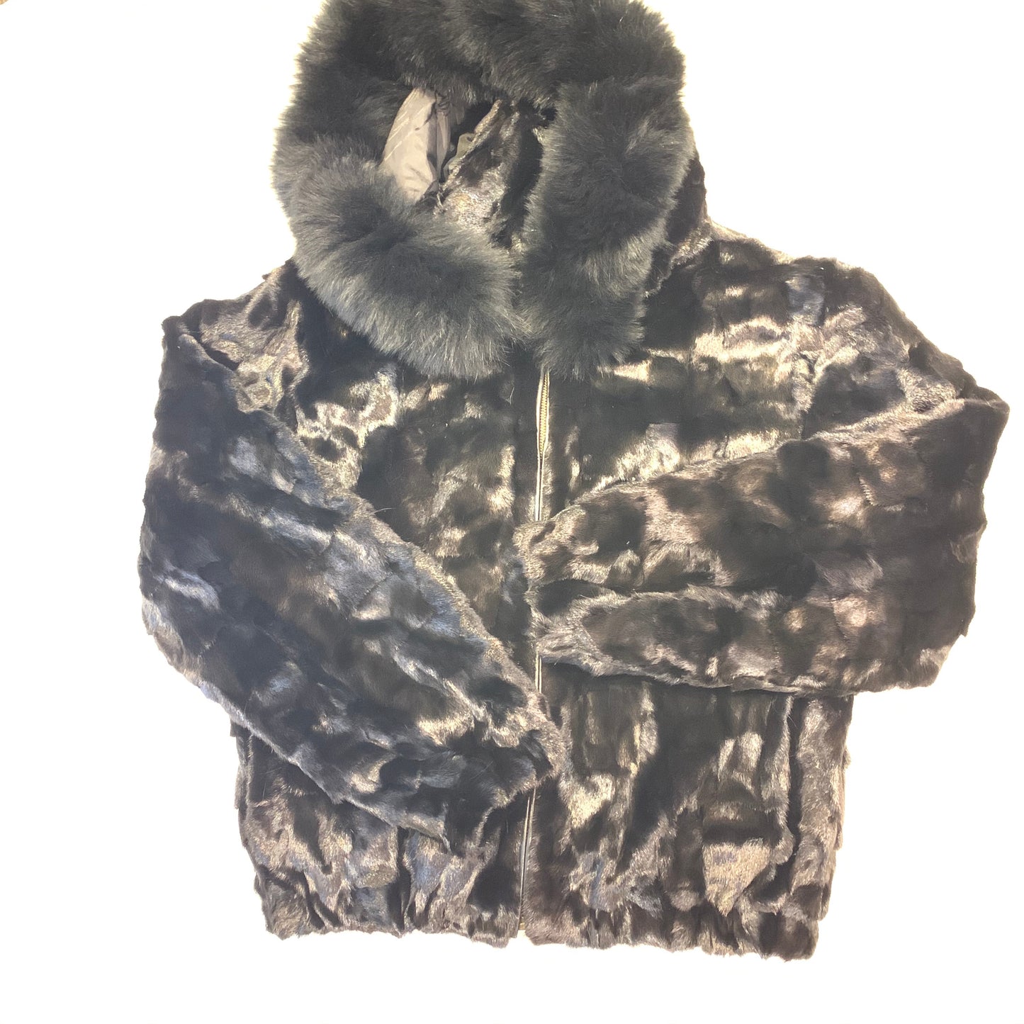 Kashani Women's Black  Mink Hooded Bomber Jacket - Dudes Boutique