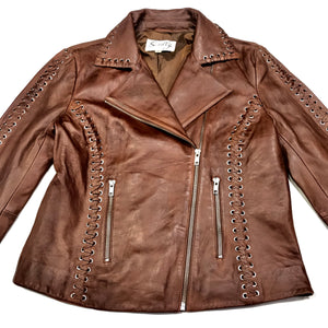 Scully Ladies Mocha Weaved Biker Jacket - Dudes Boutique