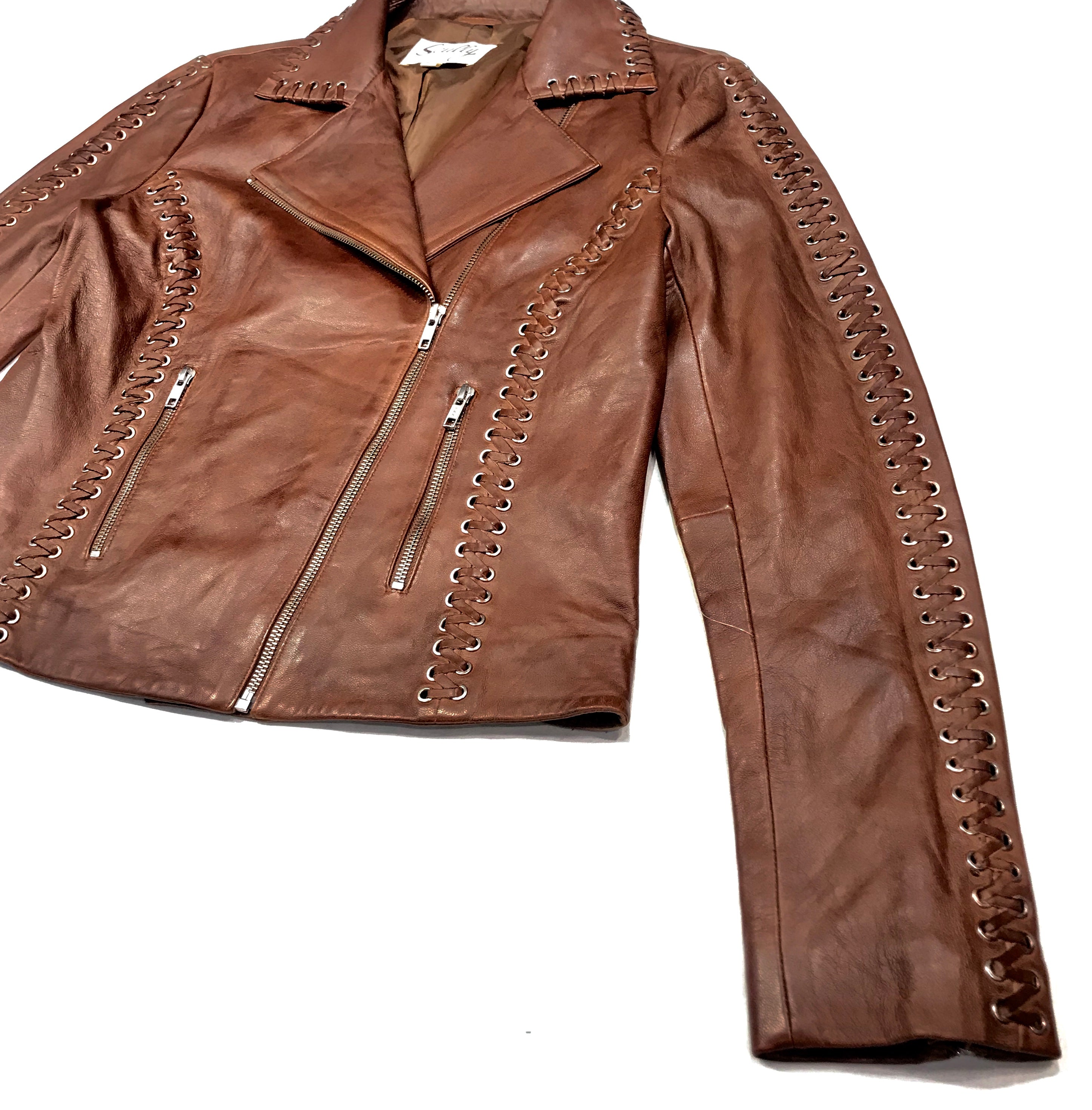 Scully Ladies Mocha Weaved Biker Jacket - Dudes Boutique