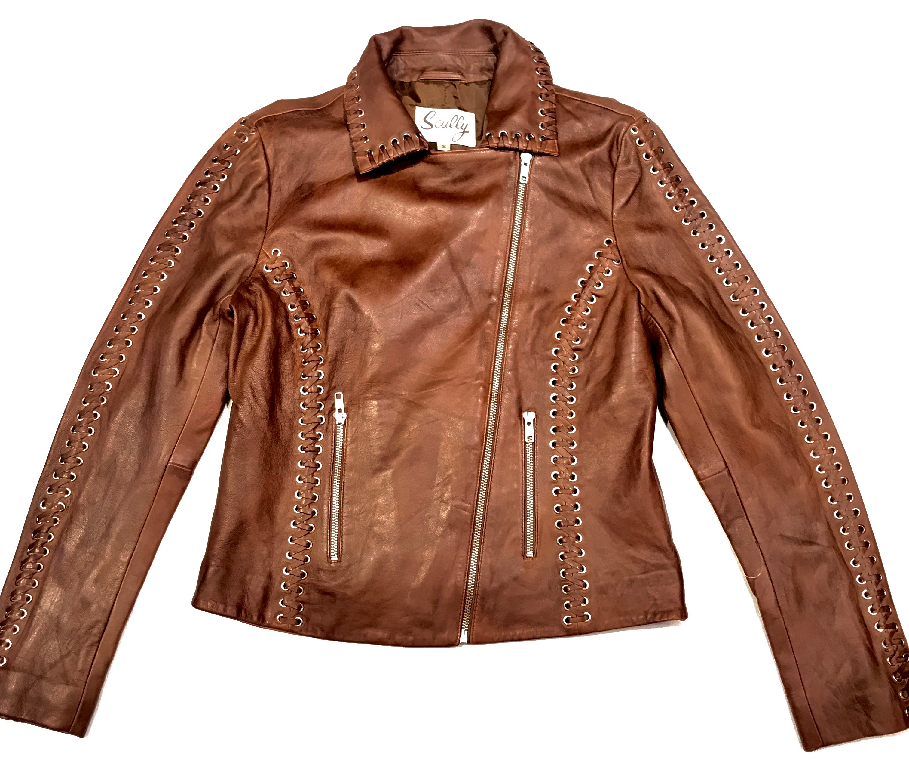 Scully Ladies Mocha Weaved Biker Jacket - Dudes Boutique