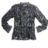 Kushi Blue Floral Lambskin Zip Up Sheer Shirt - Dudes Boutique
