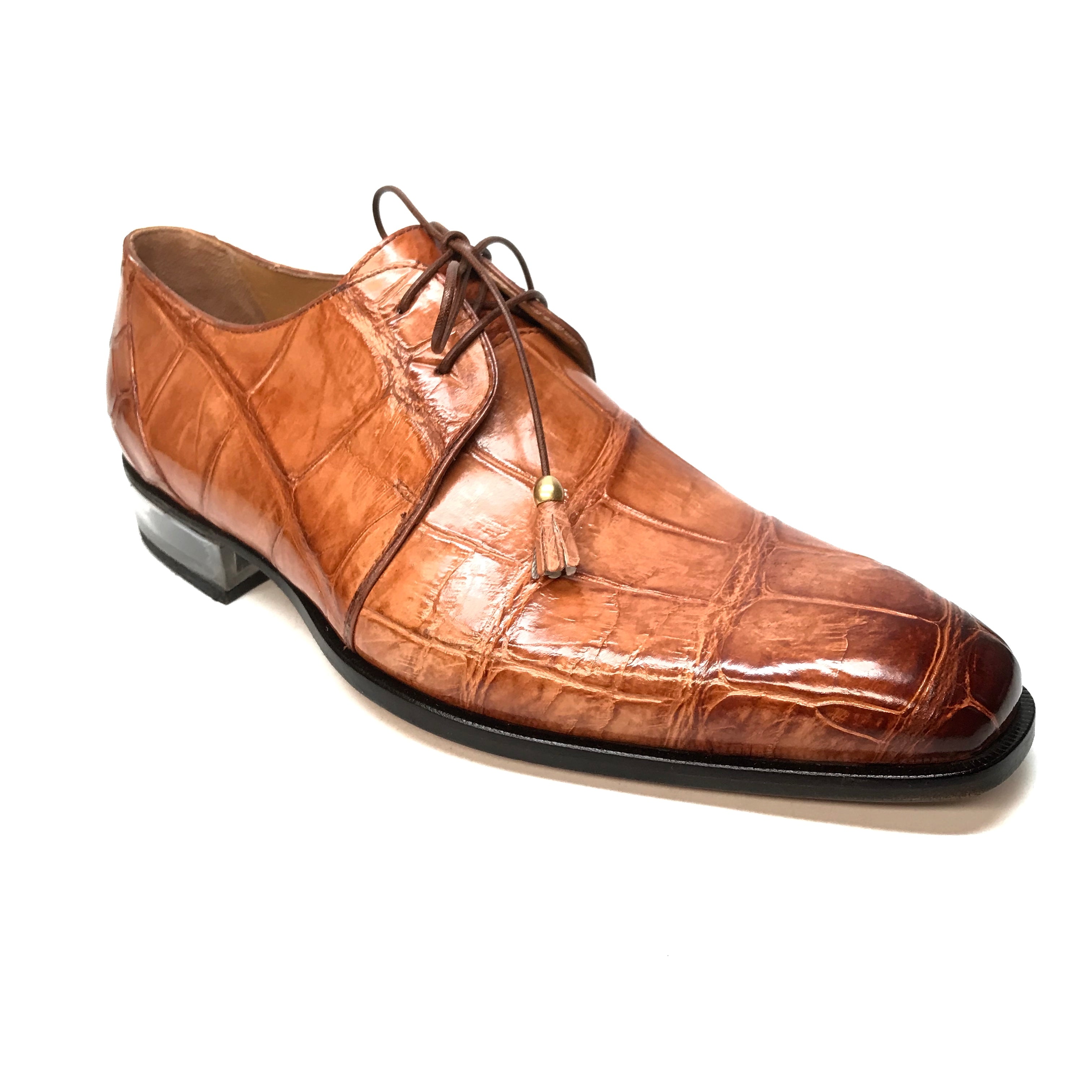 Mauri 4851 Cognac Alligator Body Lace Up Dress Shoes - Dudes Boutique