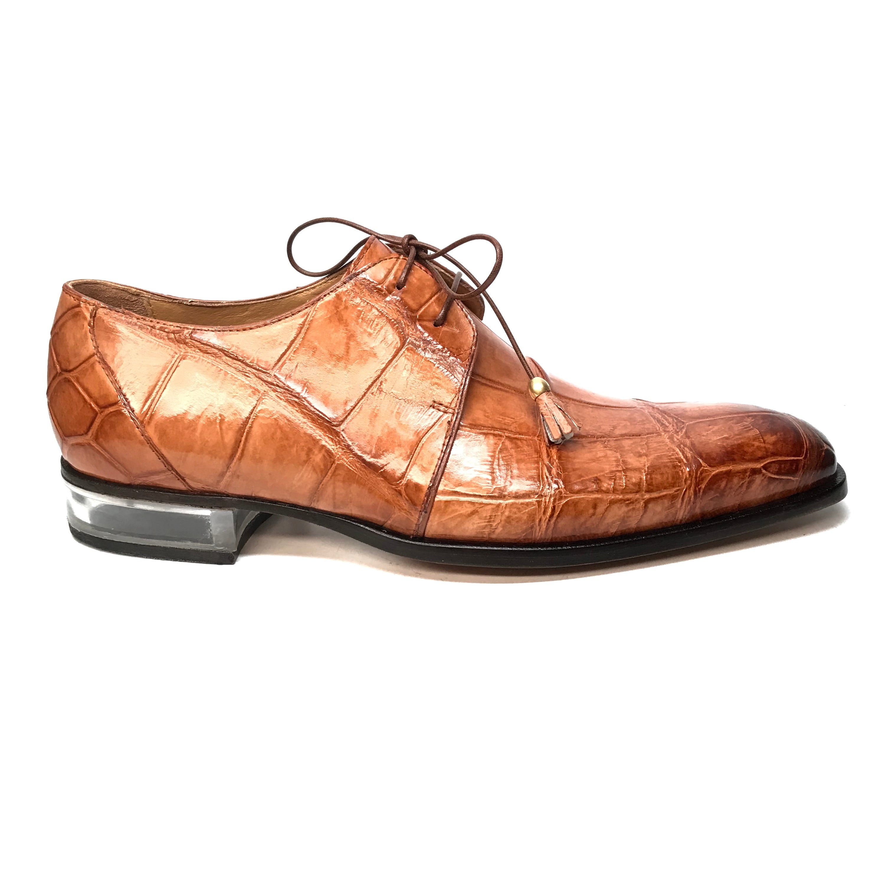 Mauri 4851 Cognac Alligator Body Lace Up Dress Shoes - Dudes Boutique