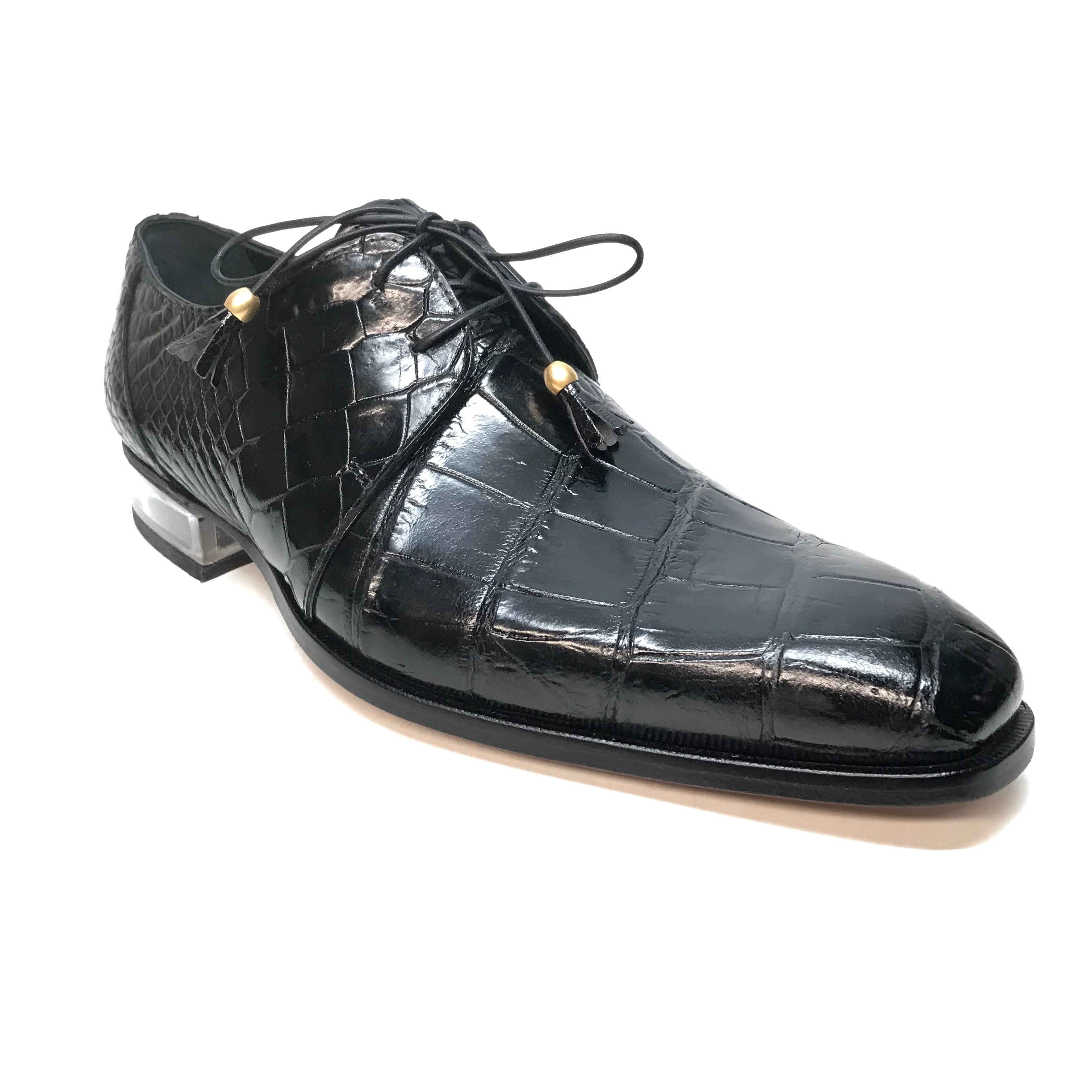 Mauri 4851 Black Alligator Body Lace Up Dress Shoes - Dudes Boutique