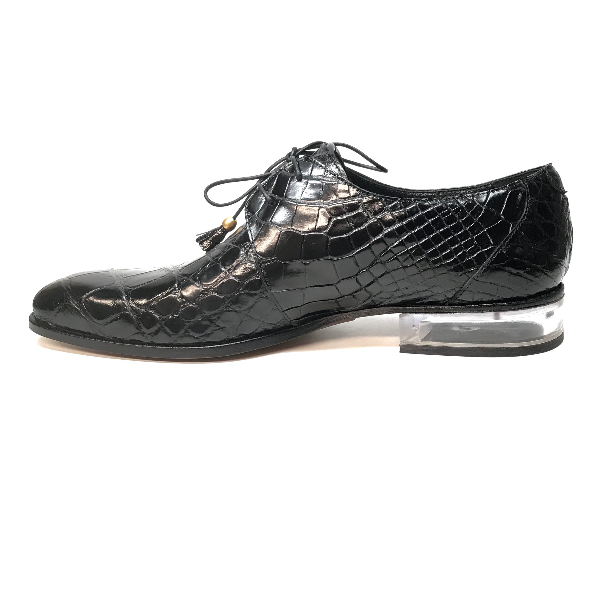 Mauri 4851 Black Alligator Body Lace Up Dress Shoes - Dudes Boutique