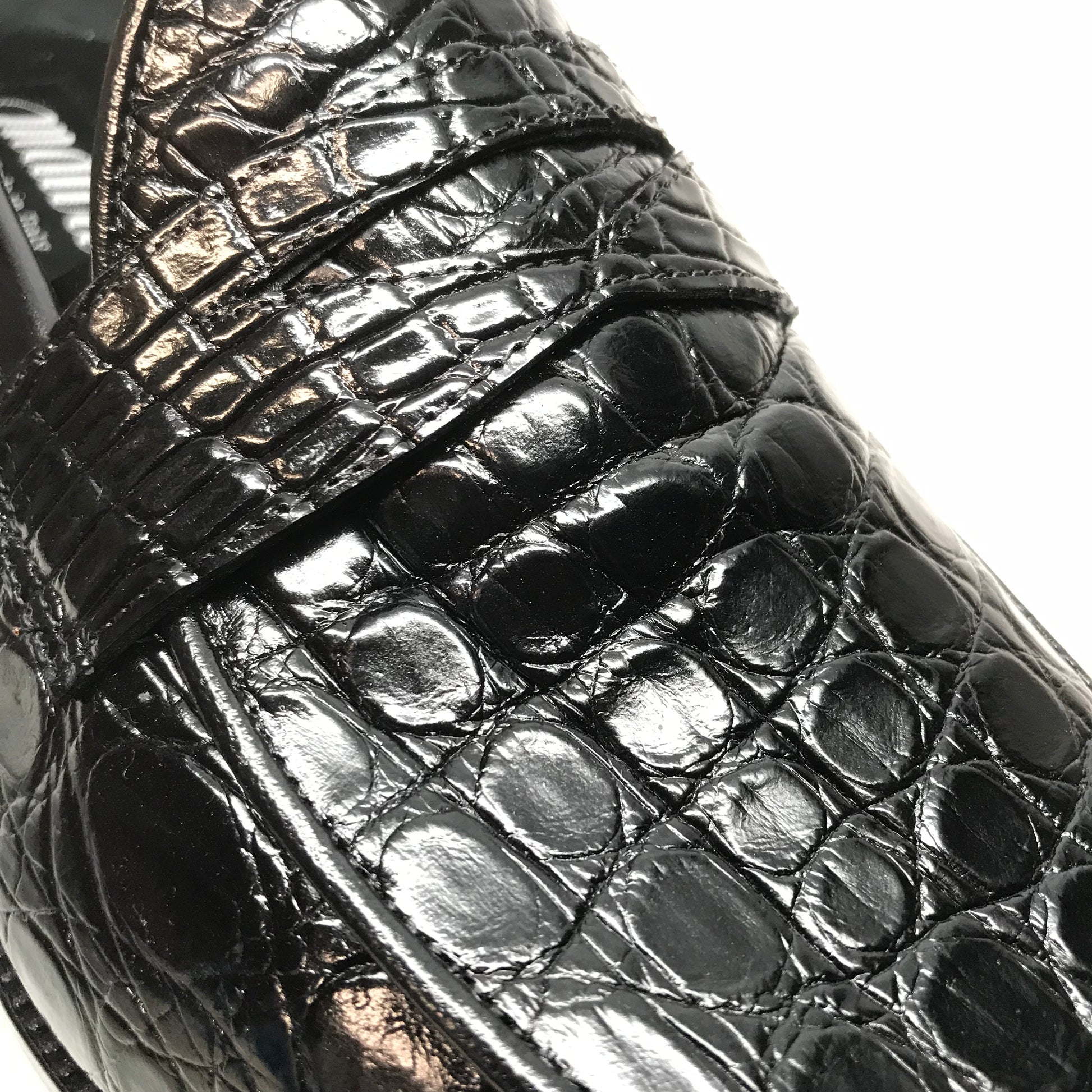 Mauri 4862 Black Alligator Belly Penny Loafers - Dudes Boutique