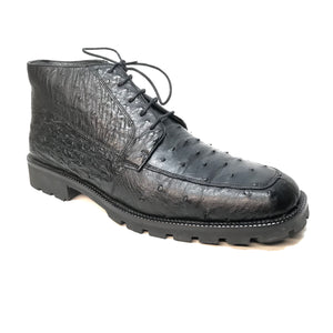 Los Altos Black Ostrich Quill Ankle Boots - Dudes Boutique