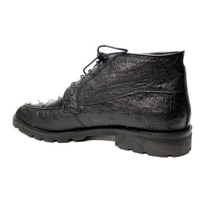 Los Altos Black Ostrich Quill Ankle Boots - Dudes Boutique