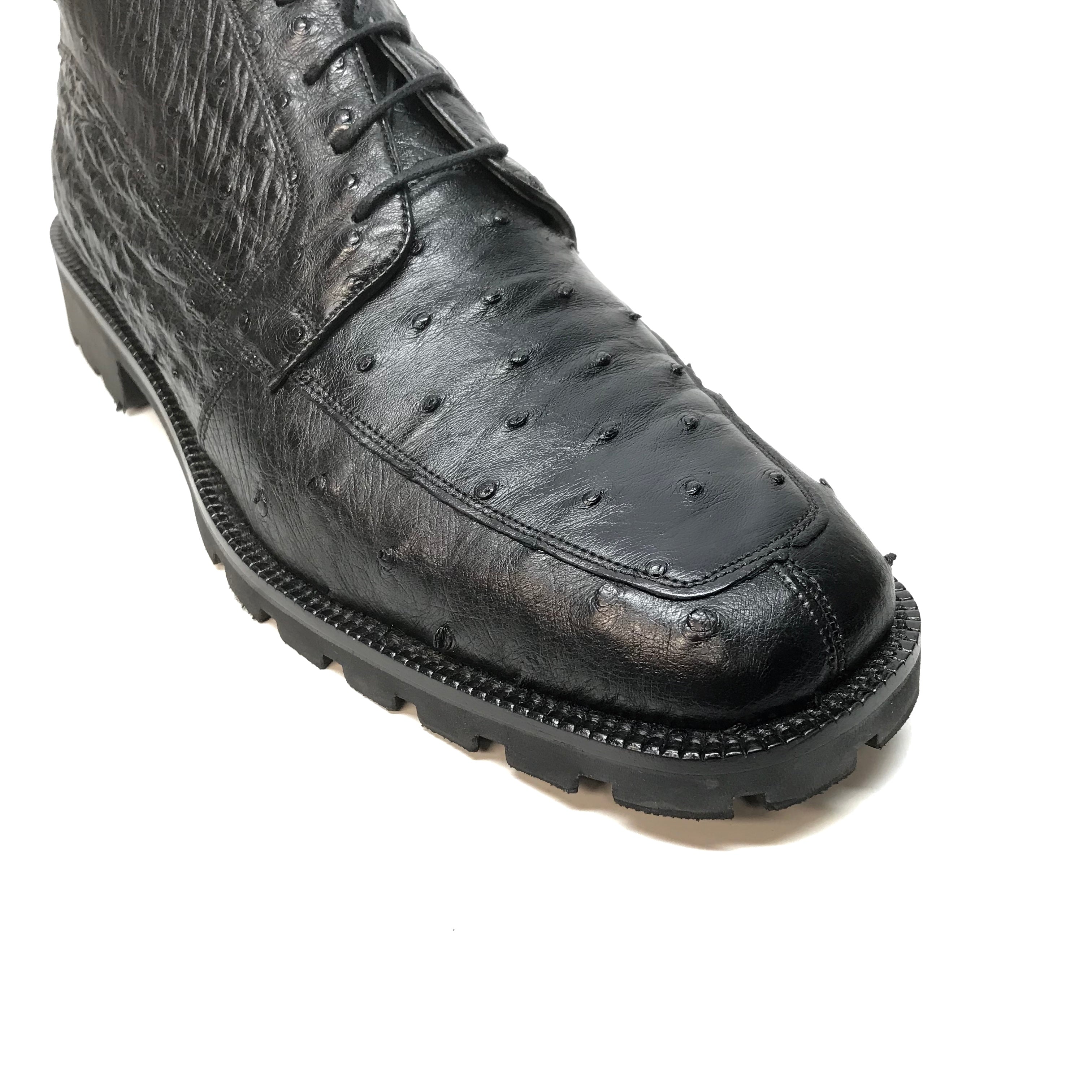 Los Altos Black Ostrich Quill Ankle Boots - Dudes Boutique