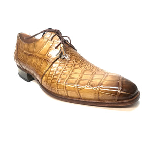 Mauri 4851 Camel Gold Alligator Lace Up Dress Shoes - Dudes Boutique