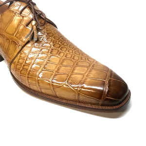 Mauri 4851 Camel Gold Alligator Lace Up Dress Shoes - Dudes Boutique