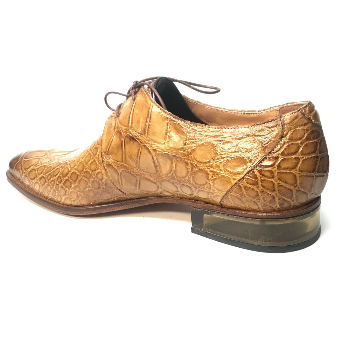 Mauri 4851 Camel Gold Alligator Lace Up Dress Shoes - Dudes Boutique