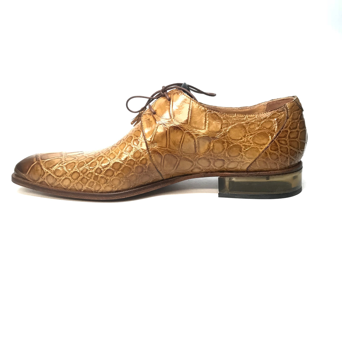 Mauri 4851 Camel Gold Alligator Lace Up Dress Shoes - Dudes Boutique