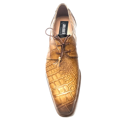Mauri 4851 Camel Gold Alligator Lace Up Dress Shoes - Dudes Boutique