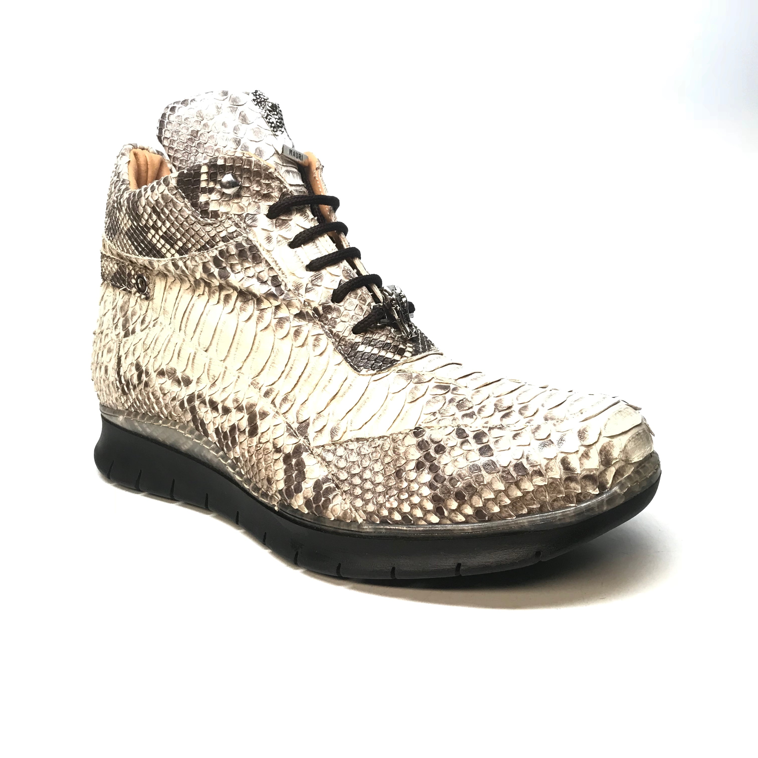 Mauri 8593 Natural Python Snakeskin Hightop Sneakers - Dudes Boutique