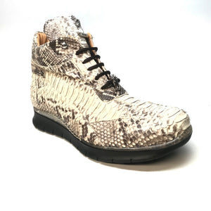 Mauri 8593 Natural Python Snakeskin Hightop Sneakers - Dudes Boutique