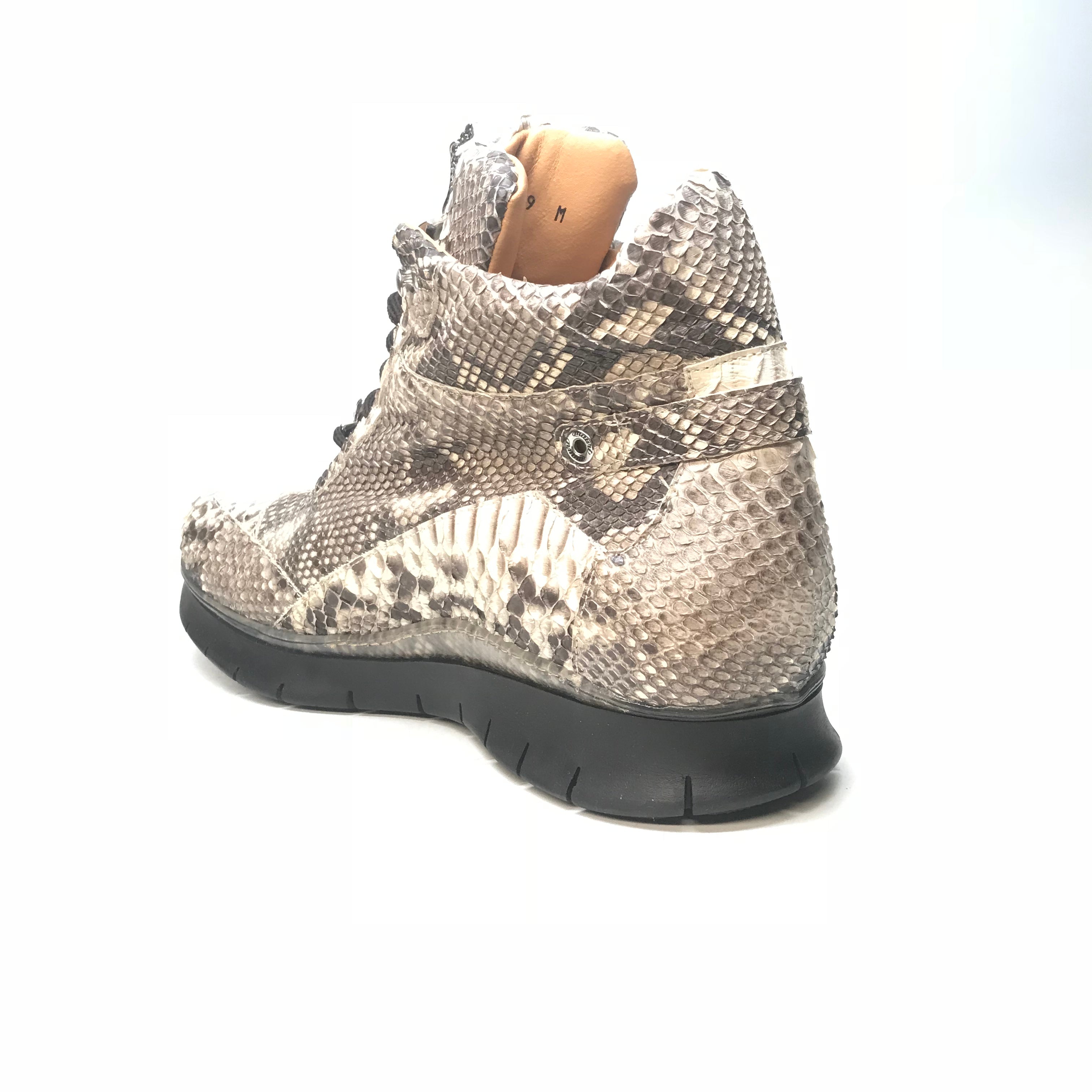 Mauri 8593 Natural Python Snakeskin Hightop Sneakers - Dudes Boutique