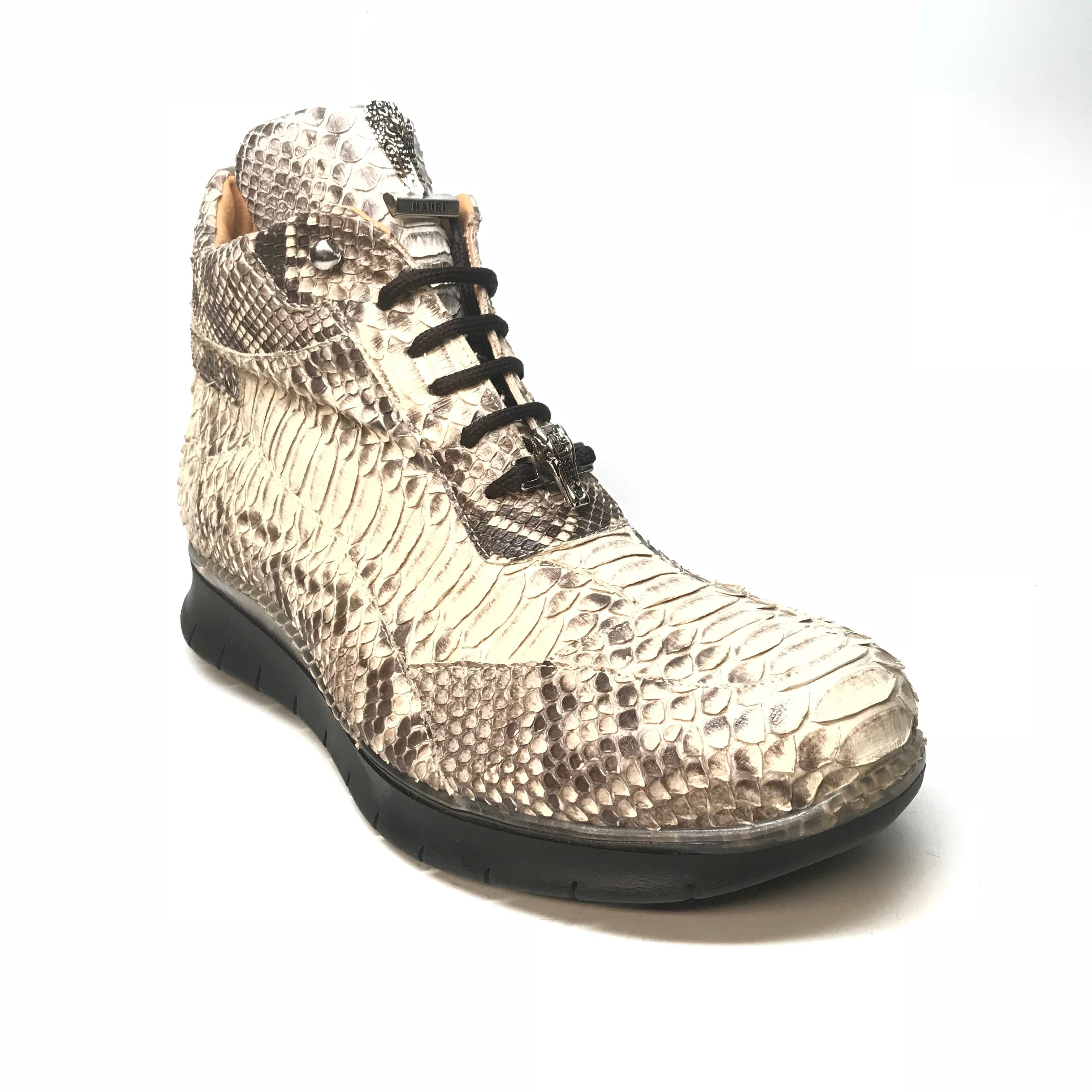 Mauri 8593 Natural Python Snakeskin Hightop Sneakers - Dudes Boutique