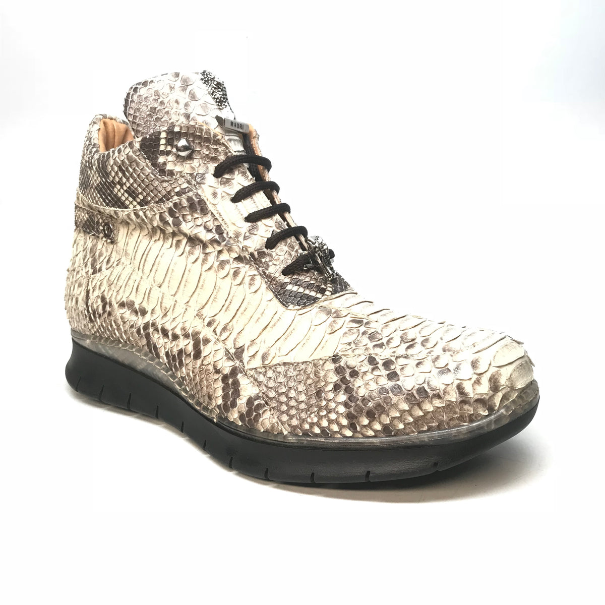 Mauri 8593 Natural Python Snakeskin Hightop Sneakers - Dudes Boutique