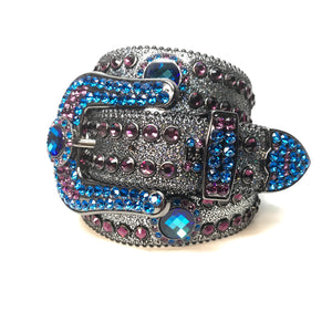 b.b. Simon 'Galaxy' Purple Blue Fully Loaded Crystal Belt - Dudes Boutique