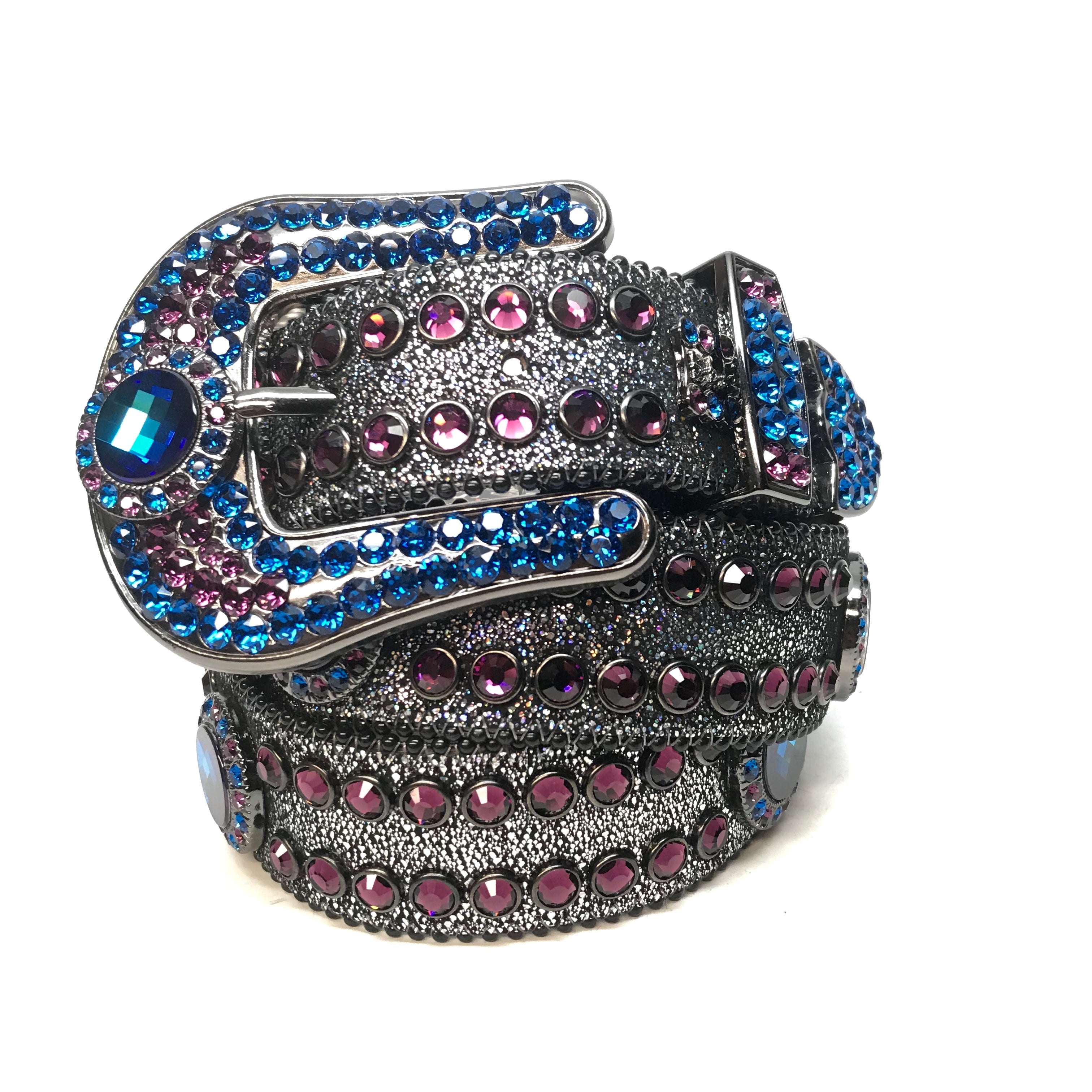 b.b. Simon 'Galaxy' Purple Blue Fully Loaded Crystal Belt - Dudes Boutique