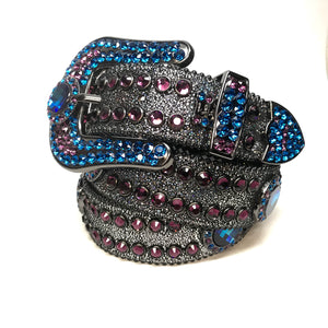 b.b. Simon 'Galaxy' Purple Blue Fully Loaded Crystal Belt - Dudes Boutique