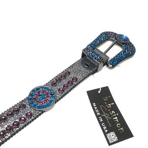 b.b. Simon 'Galaxy' Purple Blue Fully Loaded Crystal Belt - Dudes Boutique