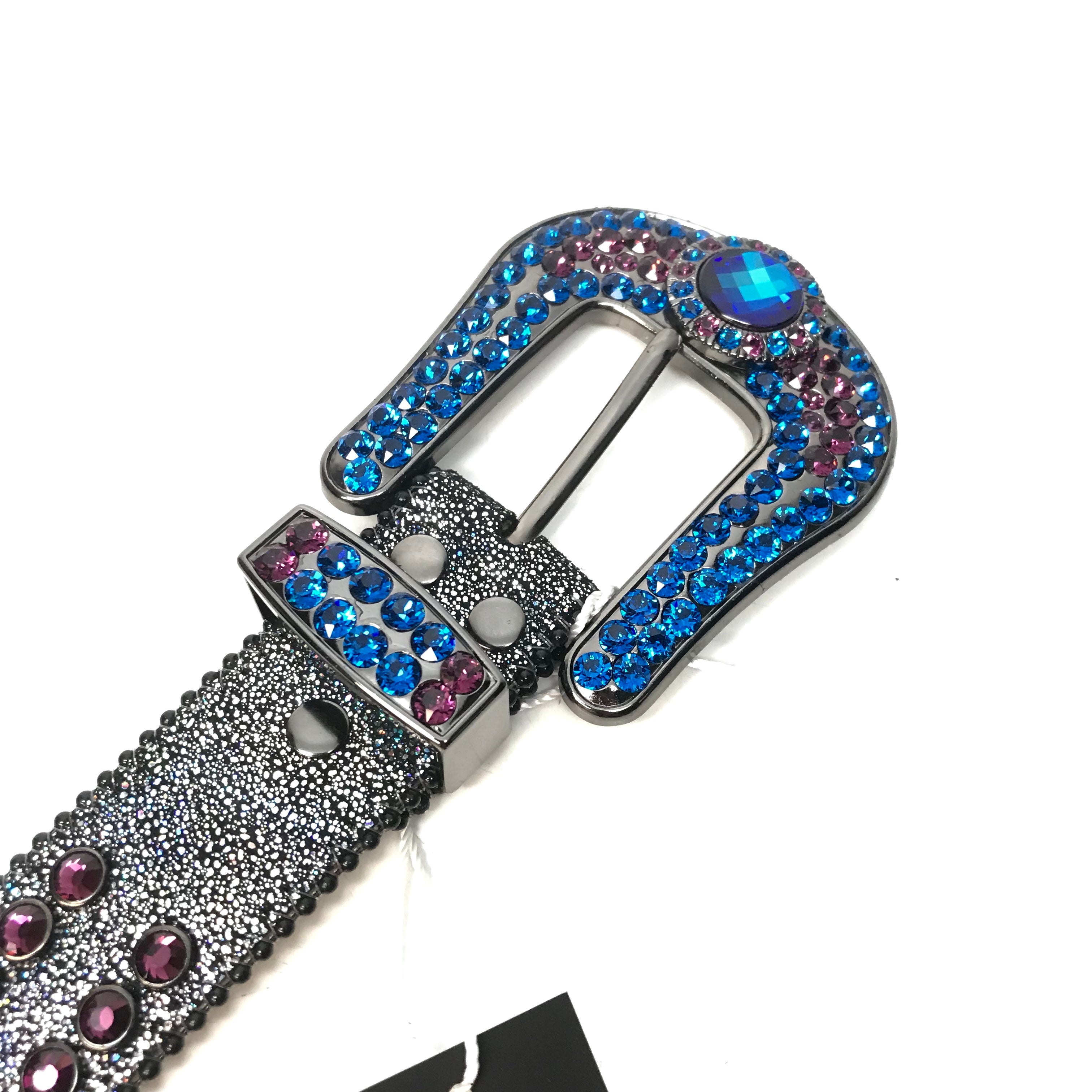 b.b. Simon 'Galaxy' Purple Blue Fully Loaded Crystal Belt - Dudes Boutique