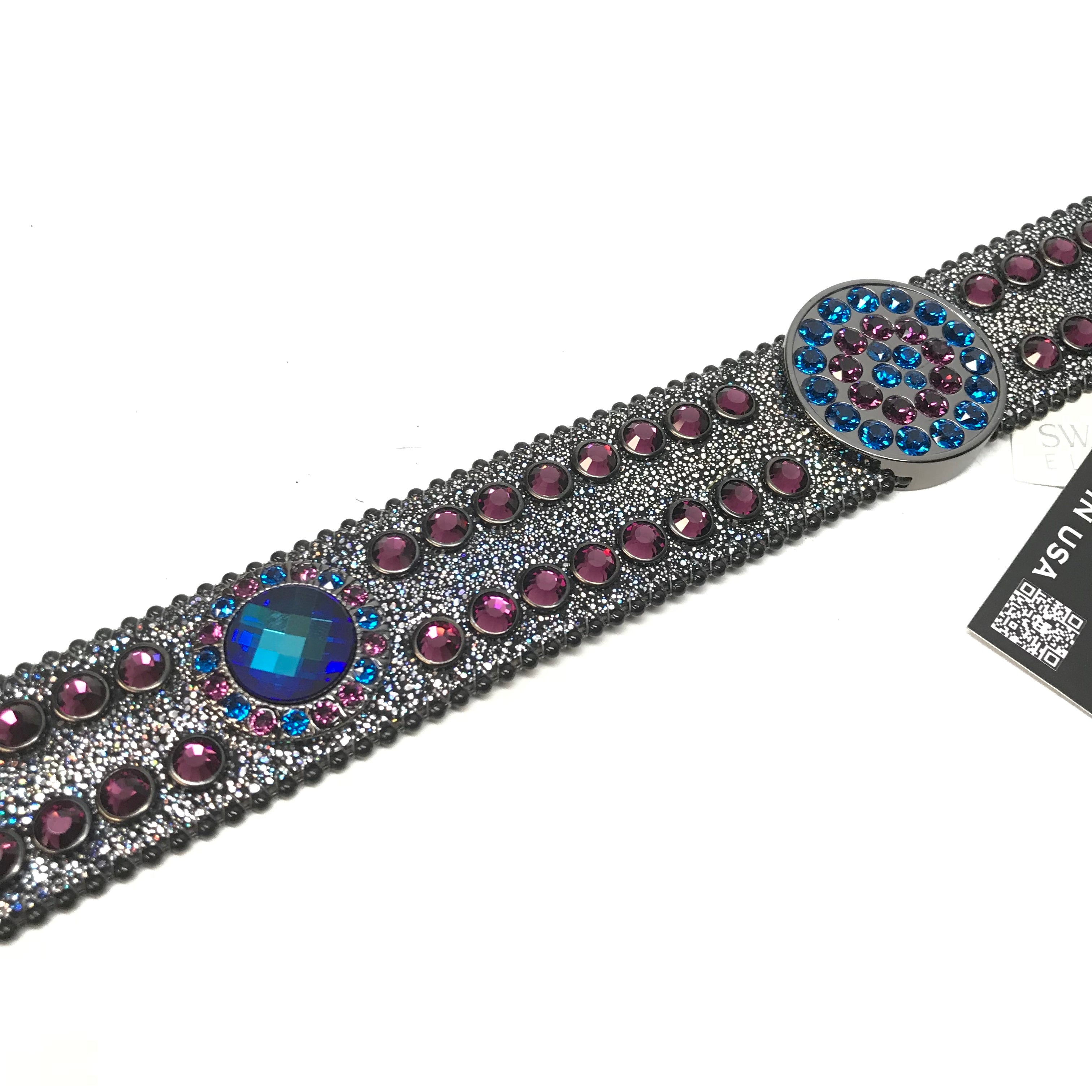 b.b. Simon 'Galaxy' Purple Blue Fully Loaded Crystal Belt - Dudes Boutique