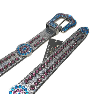 b.b. Simon 'Galaxy' Purple Blue Fully Loaded Crystal Belt - Dudes Boutique