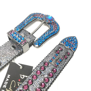 b.b. Simon 'Galaxy' Purple Blue Fully Loaded Crystal Belt - Dudes Boutique