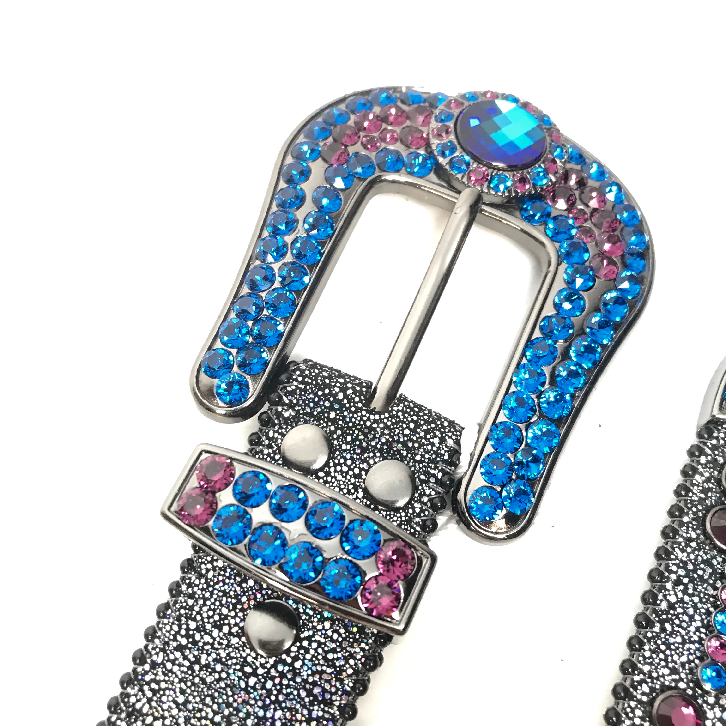 b.b. Simon 'Galaxy' Purple Blue Fully Loaded Crystal Belt - Dudes Boutique