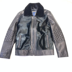 Barya NewYork Men's Black Pony Hair Quilted Sleeve Bomber Jacket - Dudes Boutique