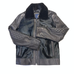 Barya NewYork Men's Black Pony Hair Quilted Sleeve Bomber Jacket - Dudes Boutique