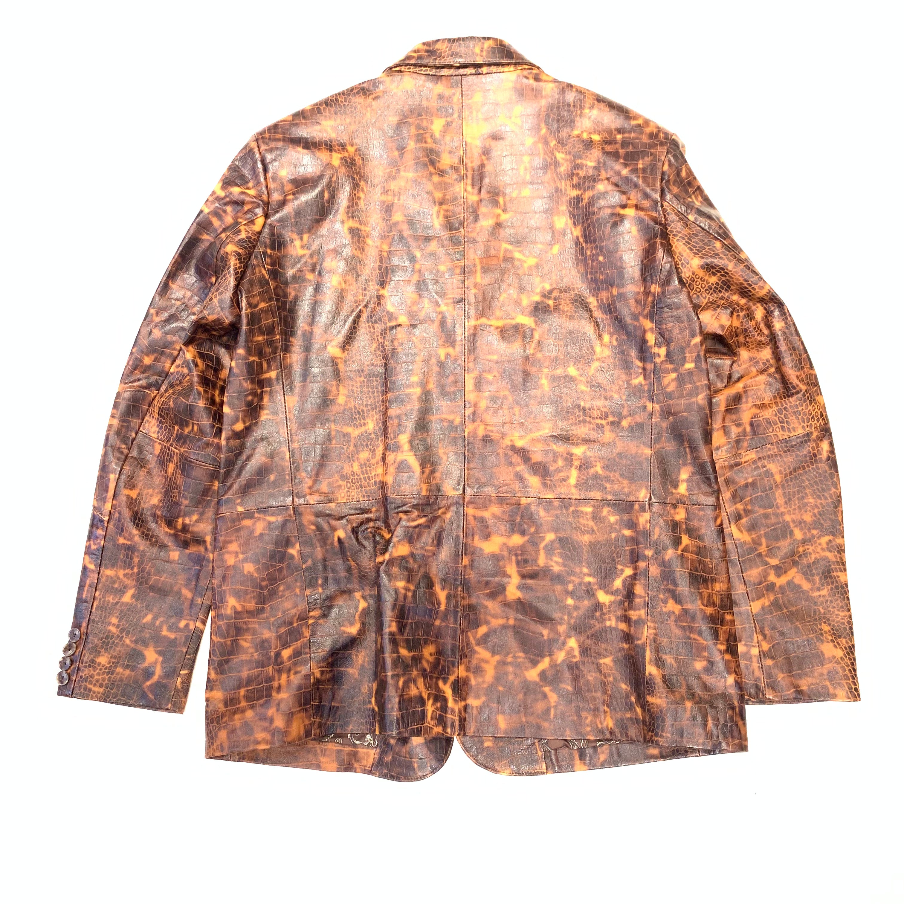 Barya NewYork Flame Washed Embossed Gator Lambskin Blazer - Dudes Boutique