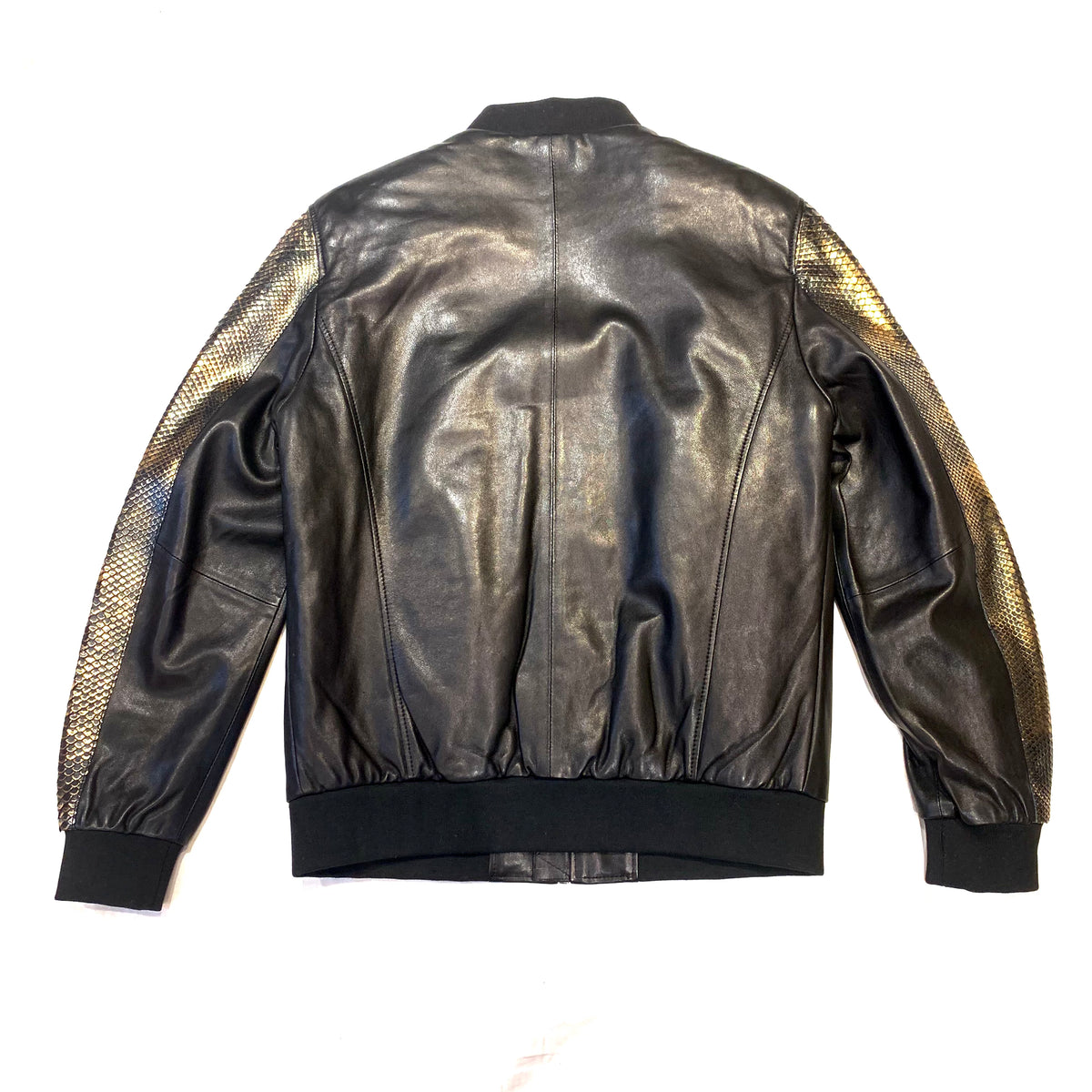 Barya NewYork Metallic Gold Python Bomber Jacket - Dudes Boutique