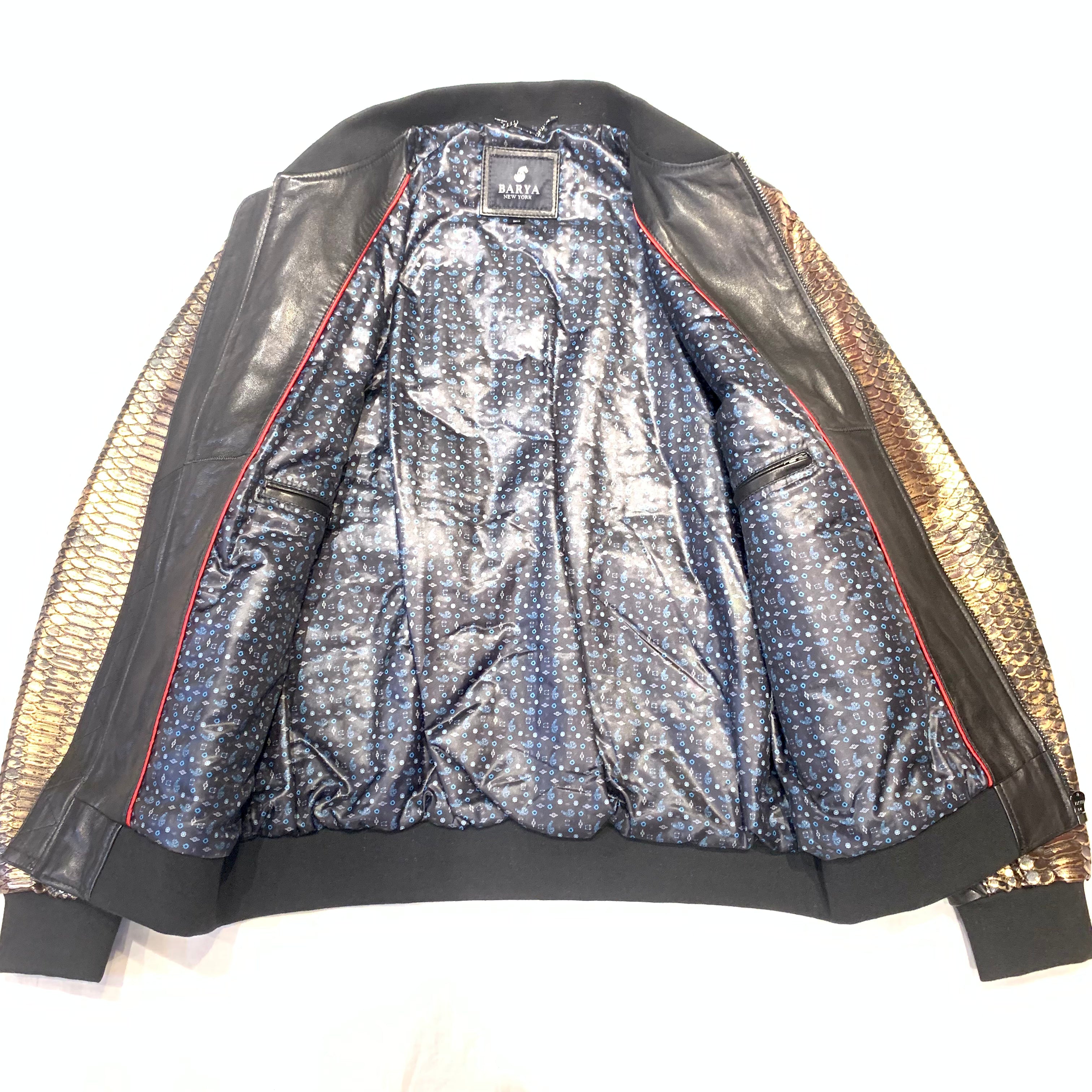 Barya NewYork Metallic Gold Python Bomber Jacket - Dudes Boutique