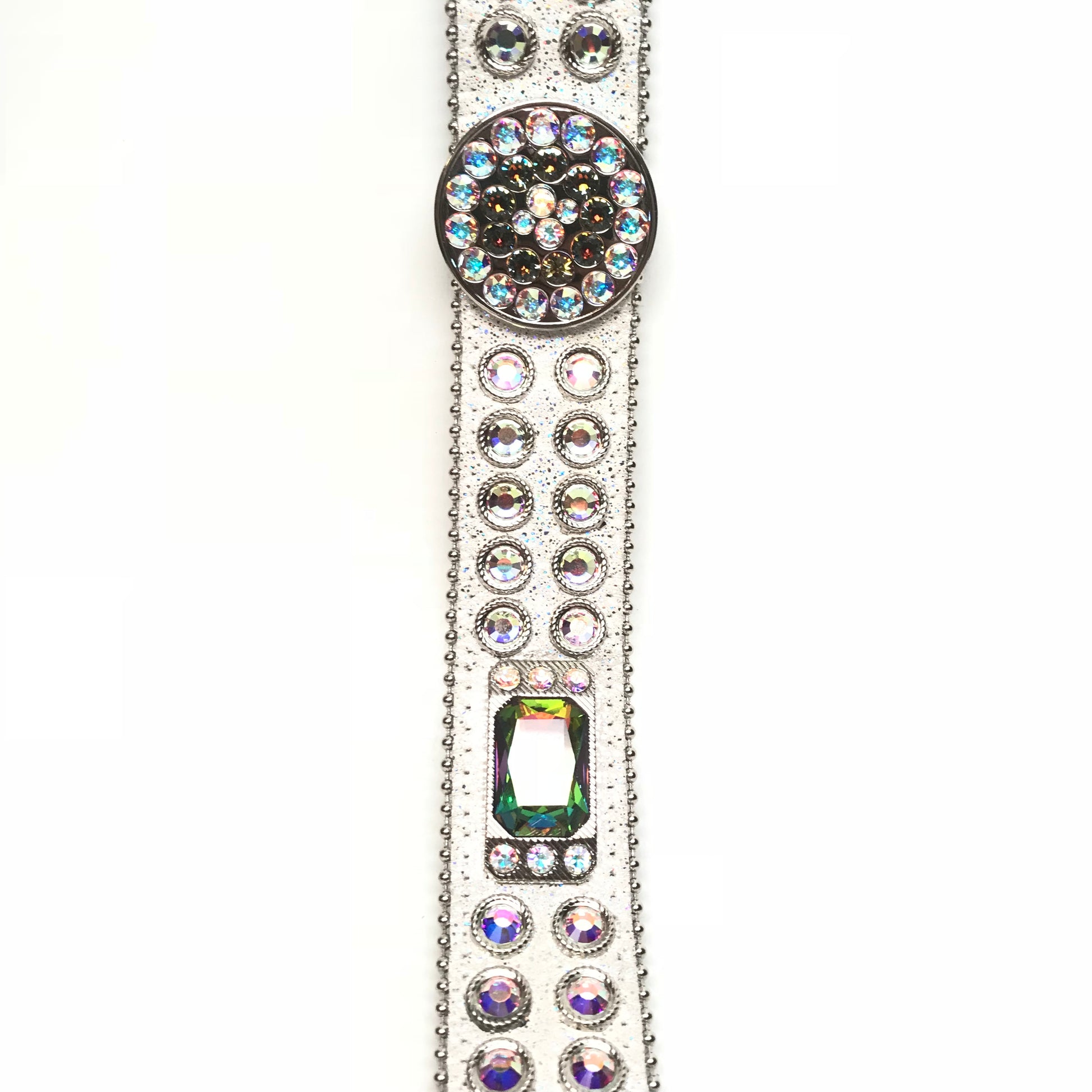 b.b. Simon White Iridescent Big Block Crystal Belt - Dudes Boutique