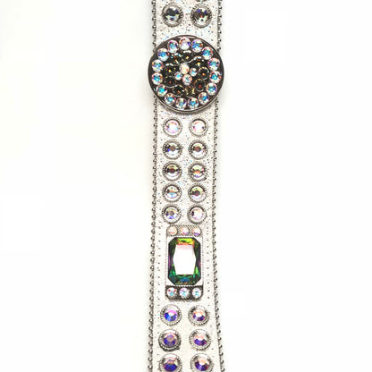 b.b. Simon White Iridescent Big Block Crystal Belt - Dudes Boutique