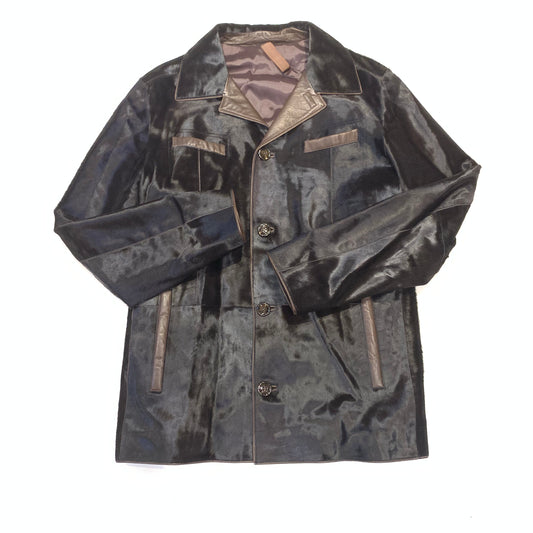 Barya NewYork Men's Dark Brown Pony Hair 3/4 Trench Coat - Dudes Boutique