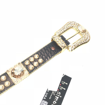 b.b. Simon 'Chocolate Gold' Big Block Crystal Belt - Dudes Boutique