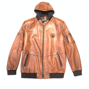 Barya NewYork MA1 Whiskey Lambskin Hooded Flight Jacket - Dudes Boutique