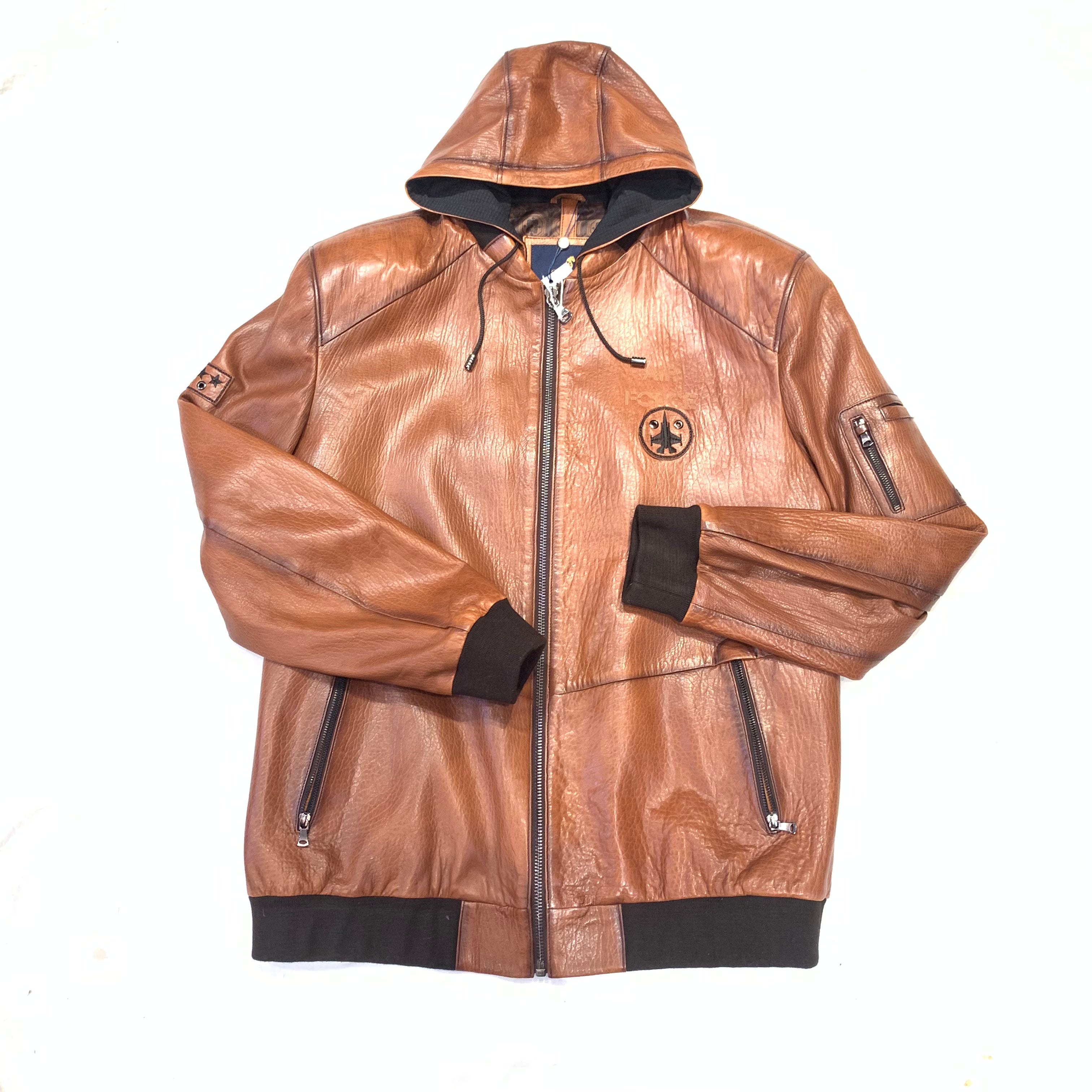 Barya NewYork MA1 Whiskey Lambskin Hooded Flight Jacket - Dudes Boutique