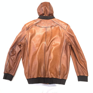 Barya NewYork MA1 Whiskey Lambskin Hooded Flight Jacket - Dudes Boutique