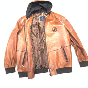 Barya NewYork MA1 Whiskey Lambskin Hooded Flight Jacket - Dudes Boutique